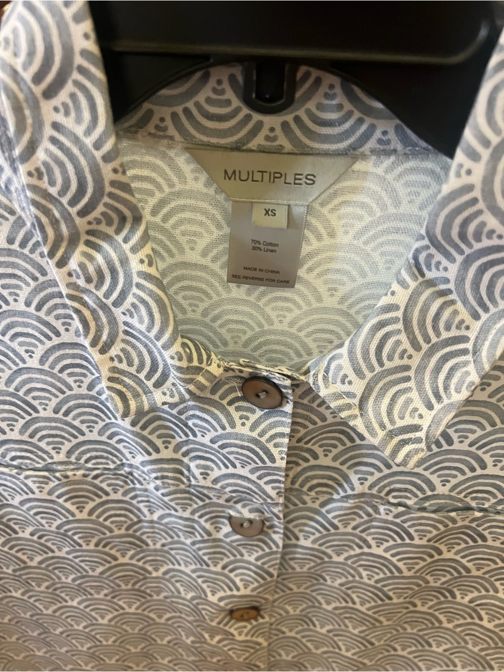 Multiples Cream & Gray Wave-Print Button Jacket! - Picture 5 of 6